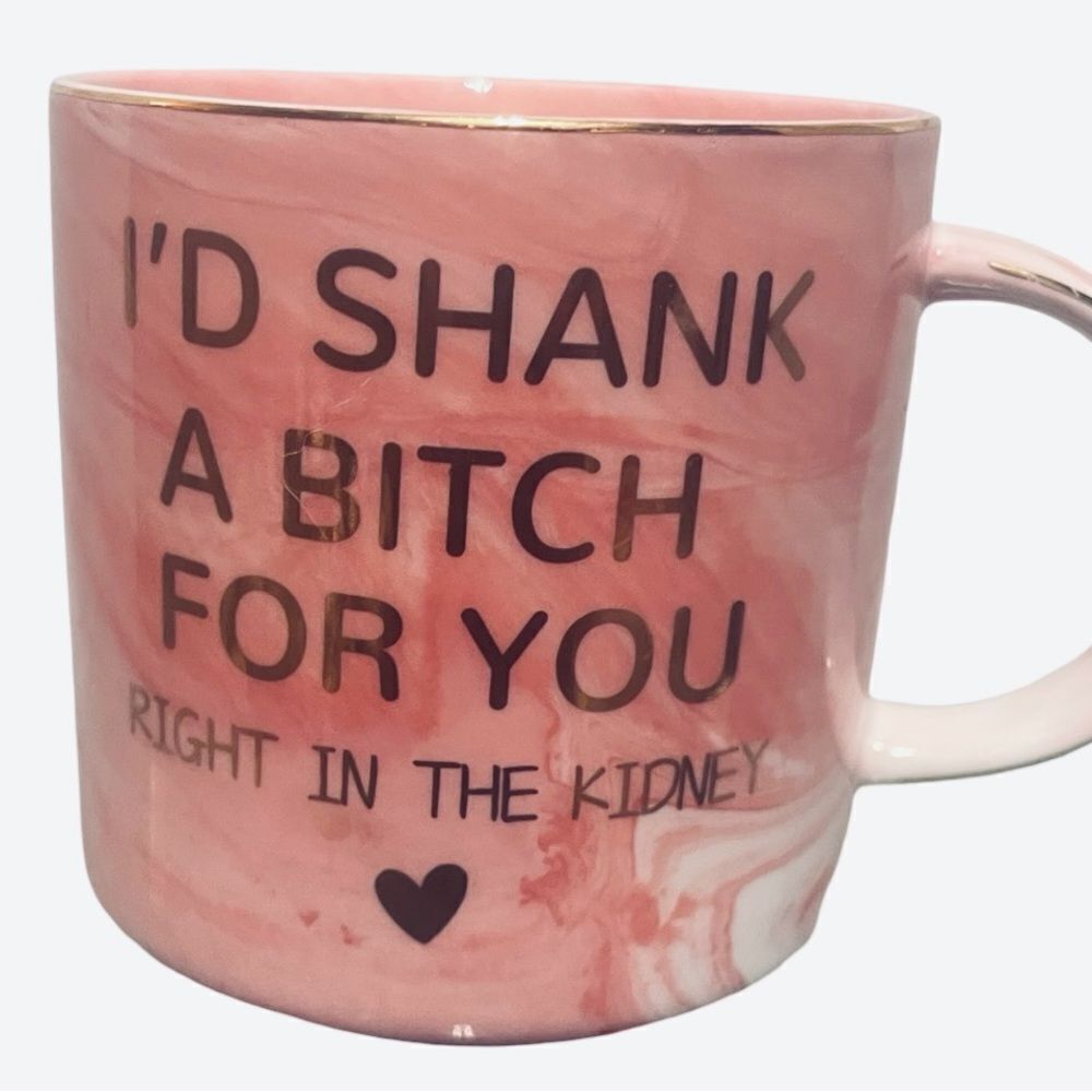 Pink Ceramic Coffee Mug with Black Heart Accent